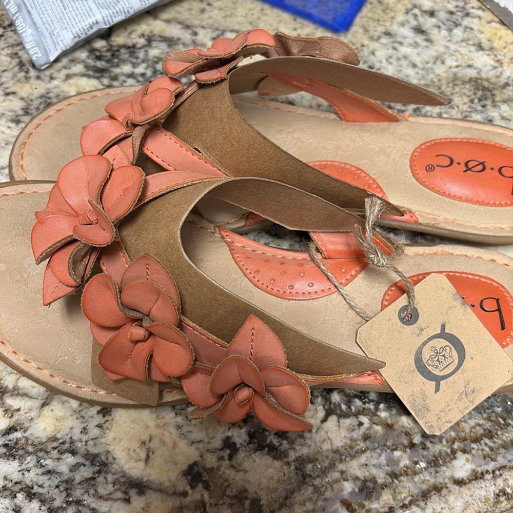 b.o.c. Orange Floral Sandals Slip-On Style